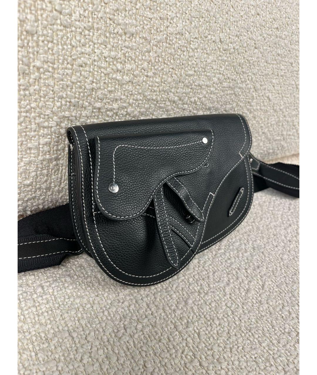 CHRISTIAN DIOR Черная кожаная сумка на плечо, фото 2