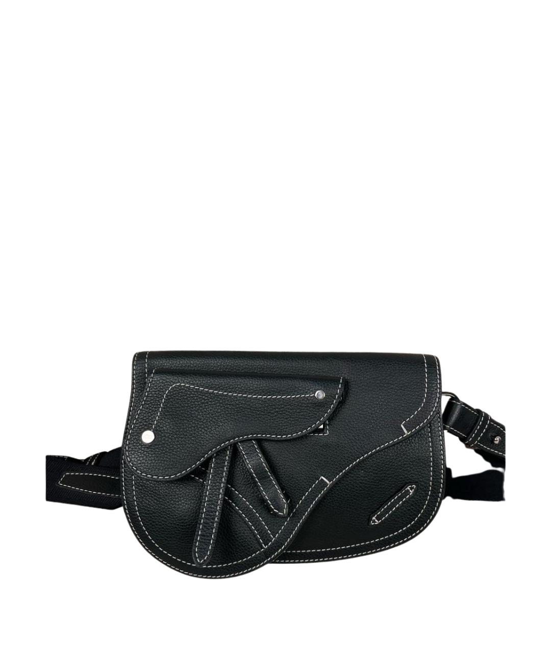 CHRISTIAN DIOR Черная кожаная сумка на плечо, фото 1