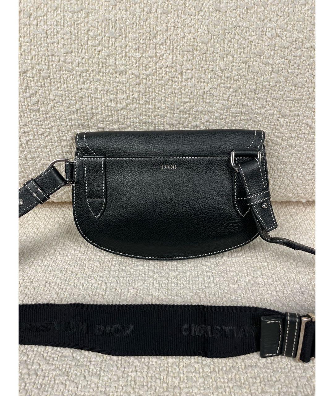 CHRISTIAN DIOR Черная кожаная сумка на плечо, фото 3
