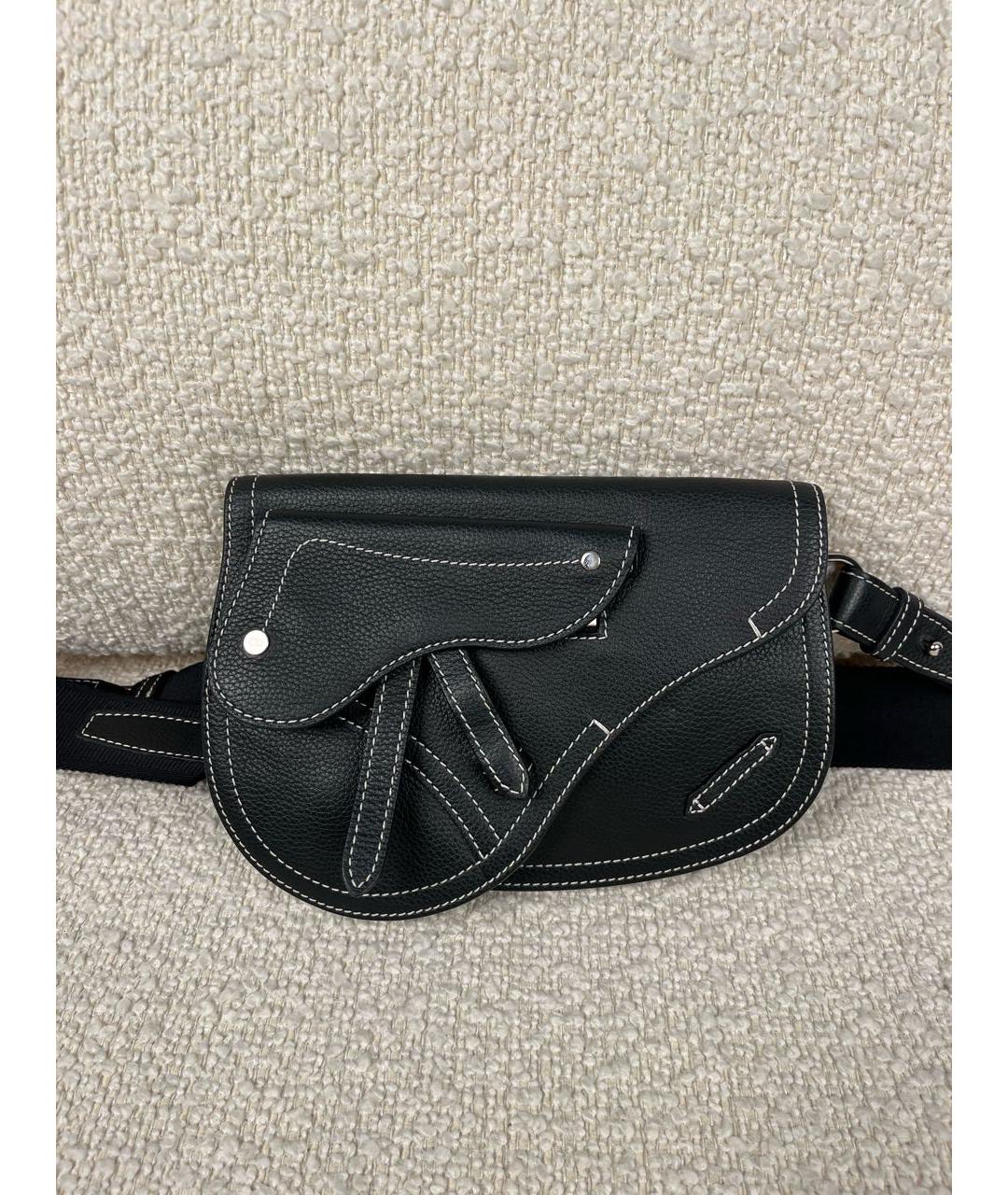 CHRISTIAN DIOR Черная кожаная сумка на плечо, фото 9
