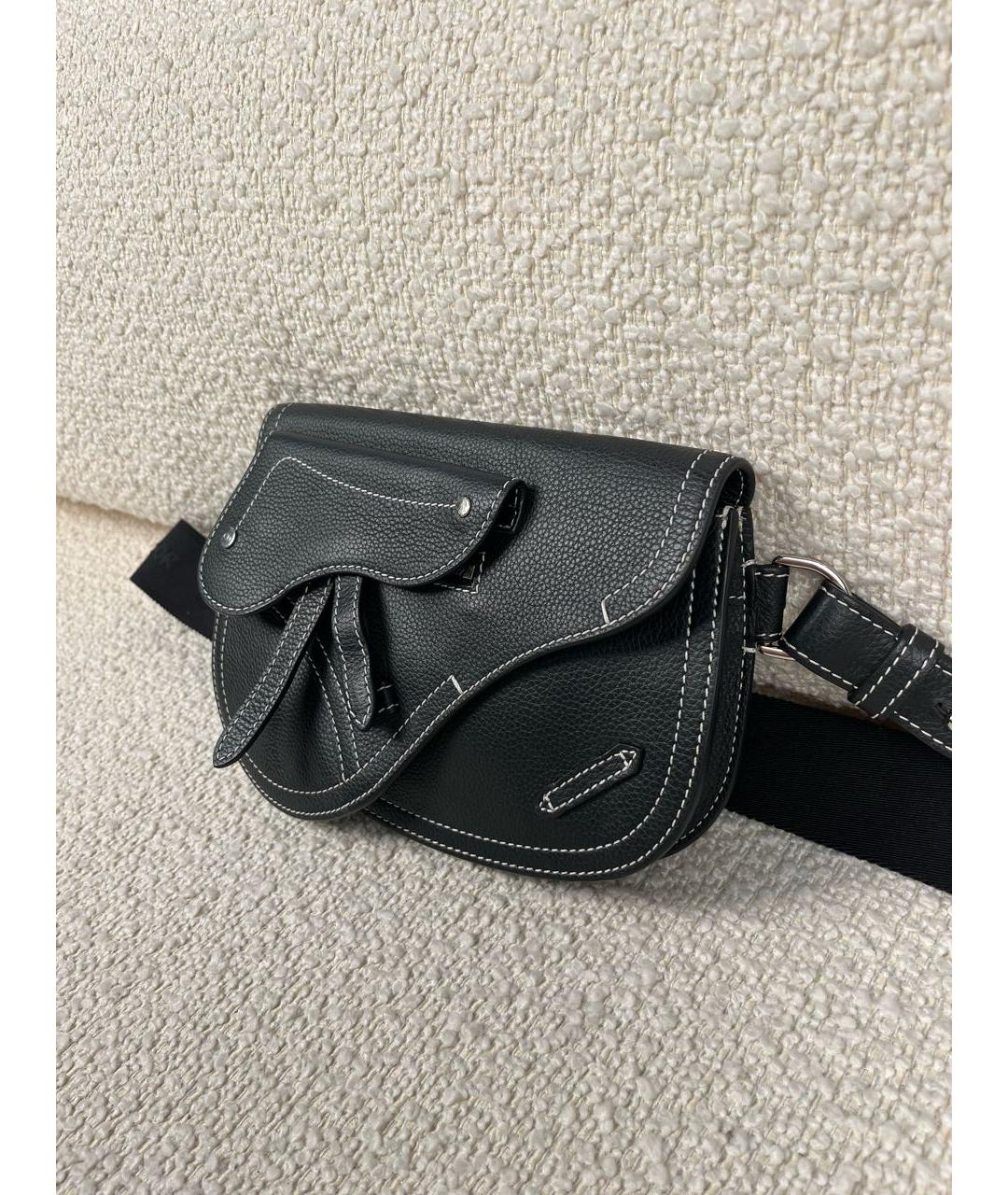 CHRISTIAN DIOR Черная кожаная сумка на плечо, фото 5