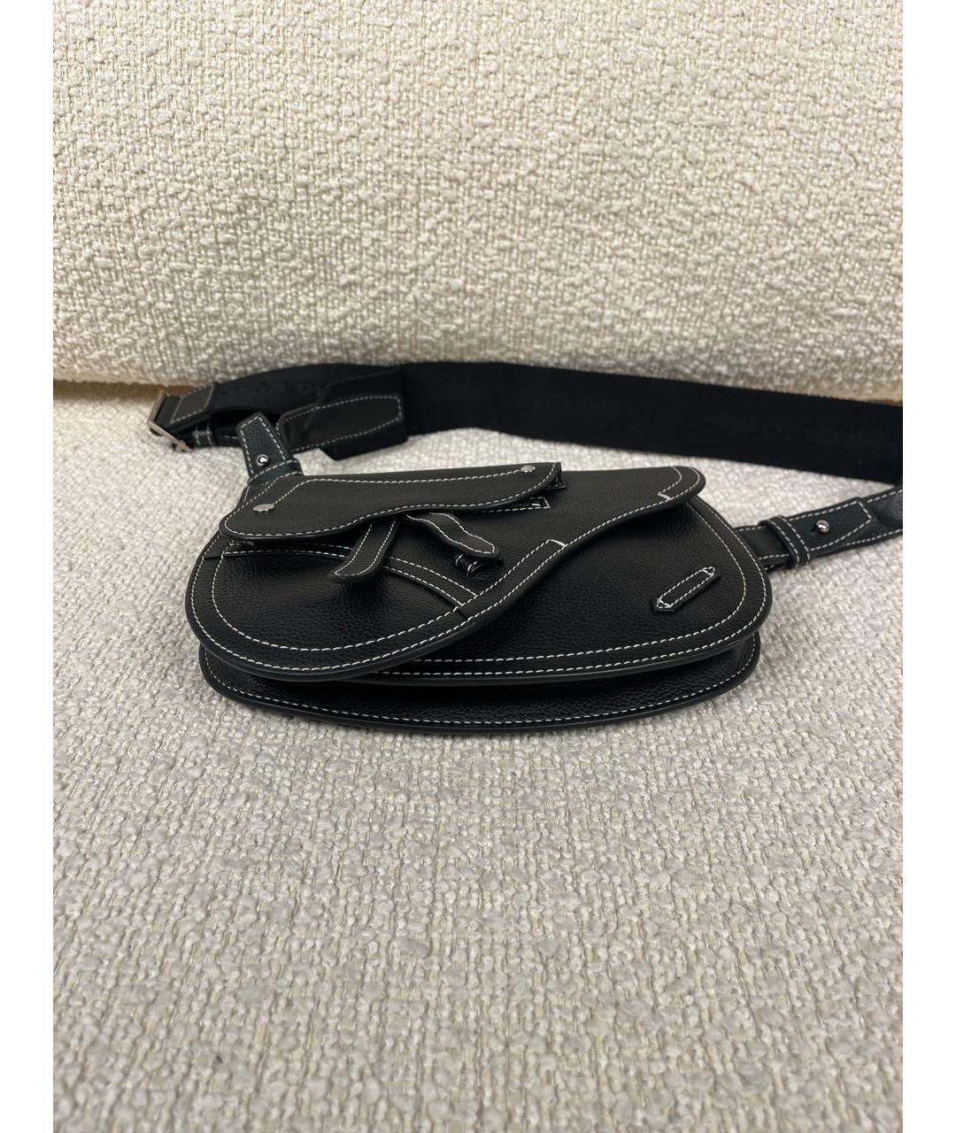 CHRISTIAN DIOR Черная кожаная сумка на плечо, фото 6