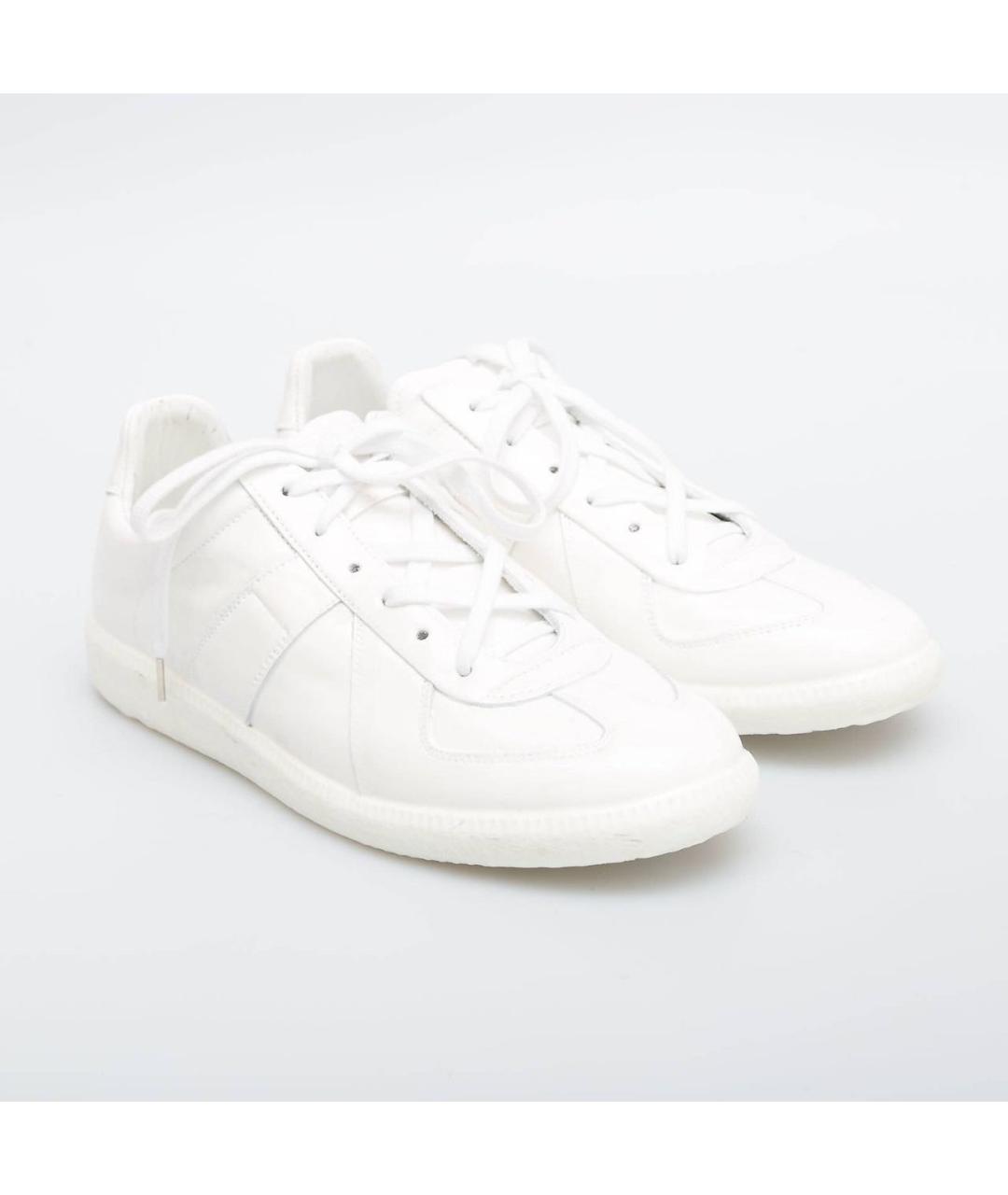 MAISON MARGIELA Белые низкие кроссовки / кеды из лакированной кожи, фото 9