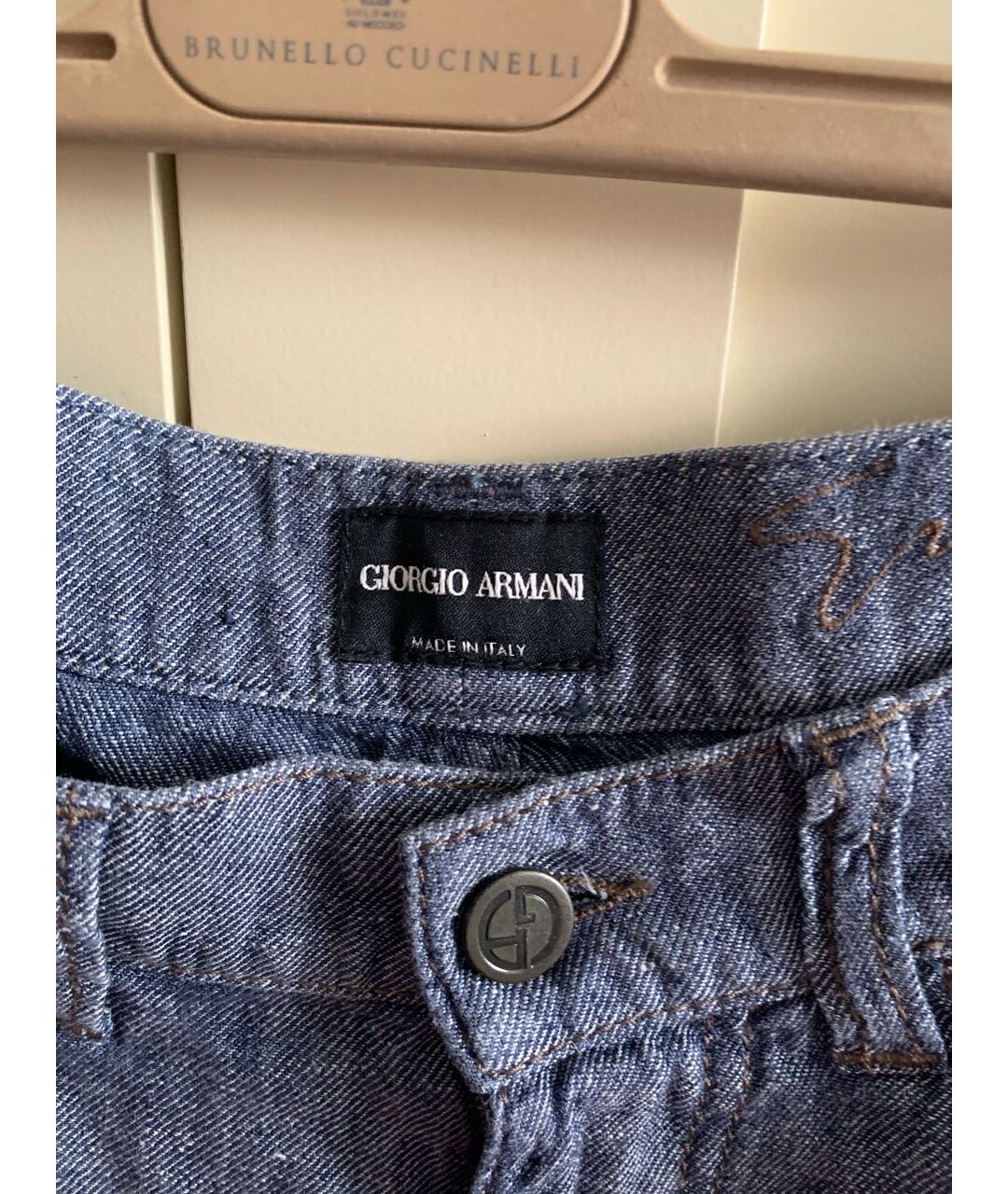 GIORGIO ARMANI Синие льняные повседневные брюки, фото 2