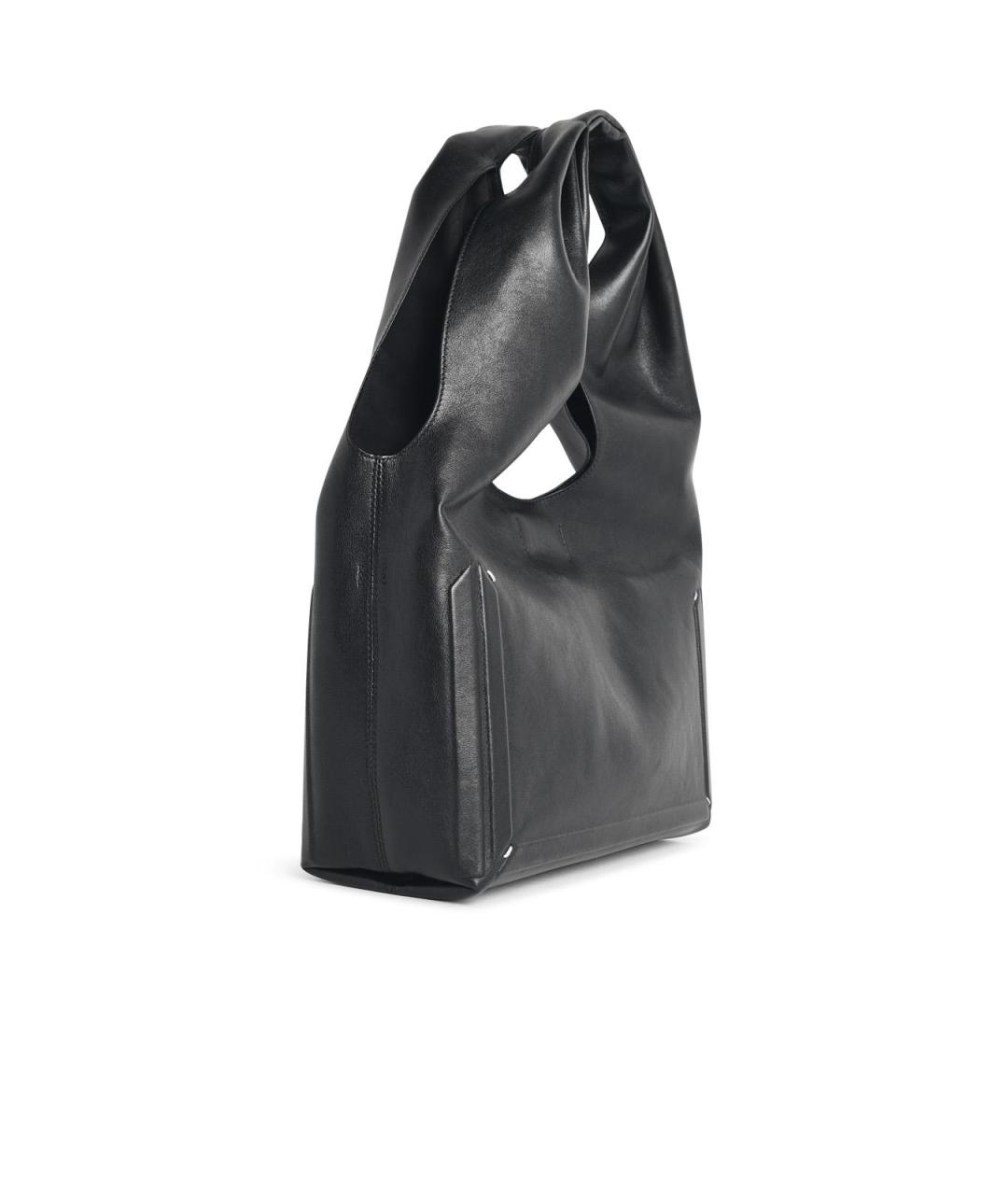 MAISON MARGIELA Черная кожаная сумка с короткими ручками, фото 2