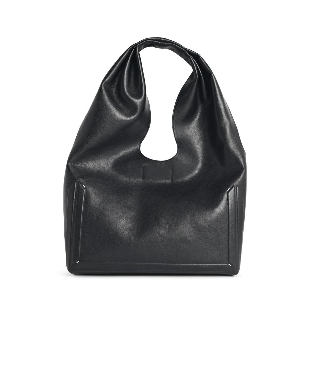 MAISON MARGIELA Черная кожаная сумка с короткими ручками, фото 3