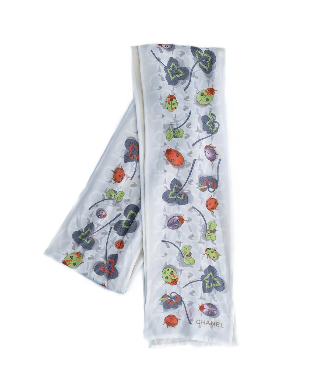 CHANEL Бежевый шелковый платок, фото 5