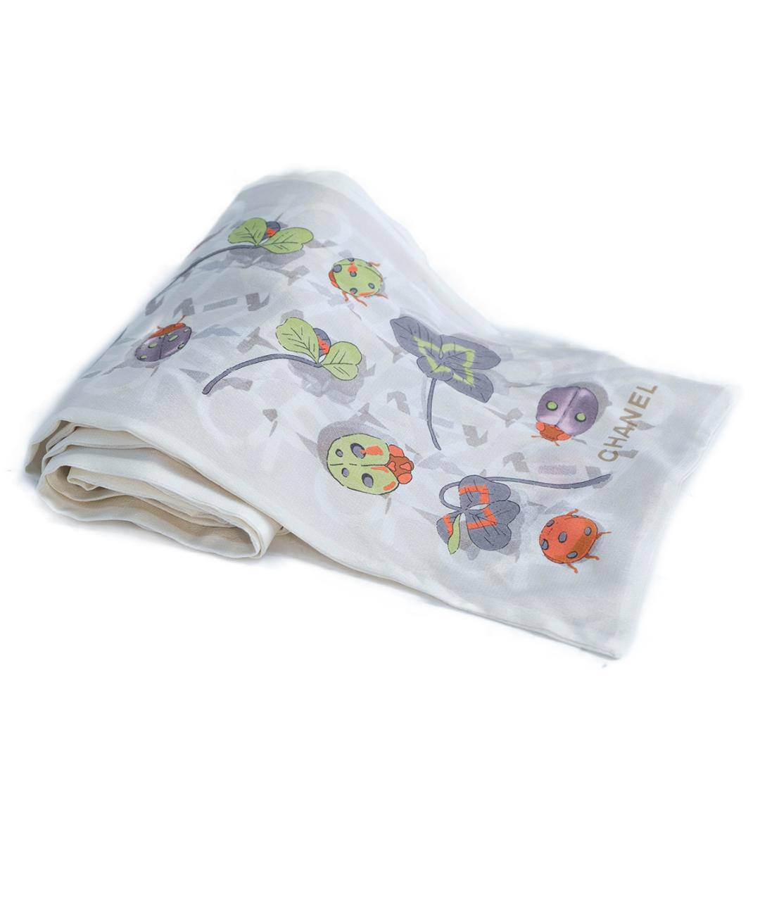 CHANEL Бежевый шелковый платок, фото 2