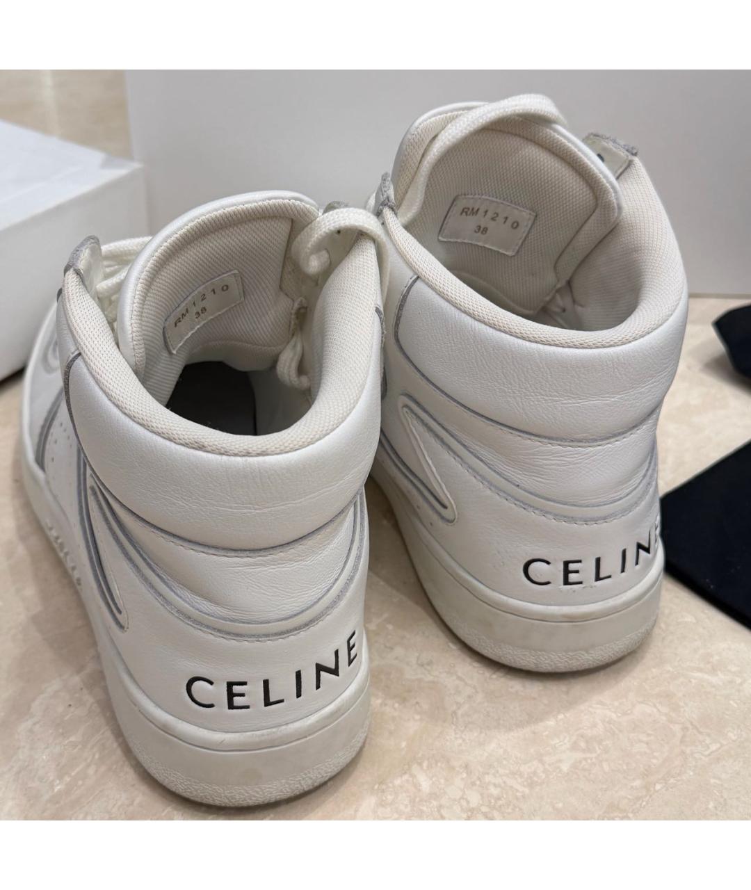CELINE Белые кожаные кеды, фото 4