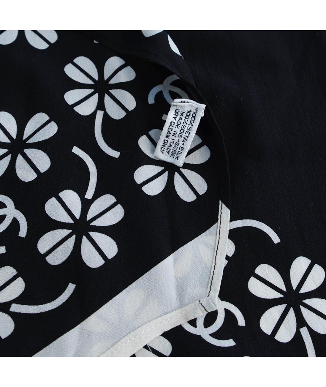 CHANEL Черный шелковый платок, фото 3