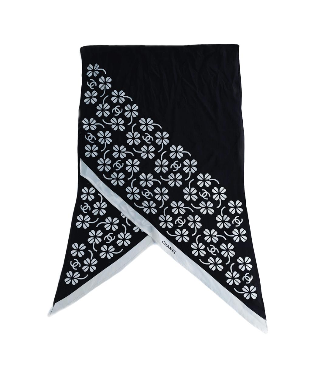 CHANEL Черный шелковый платок, фото 5