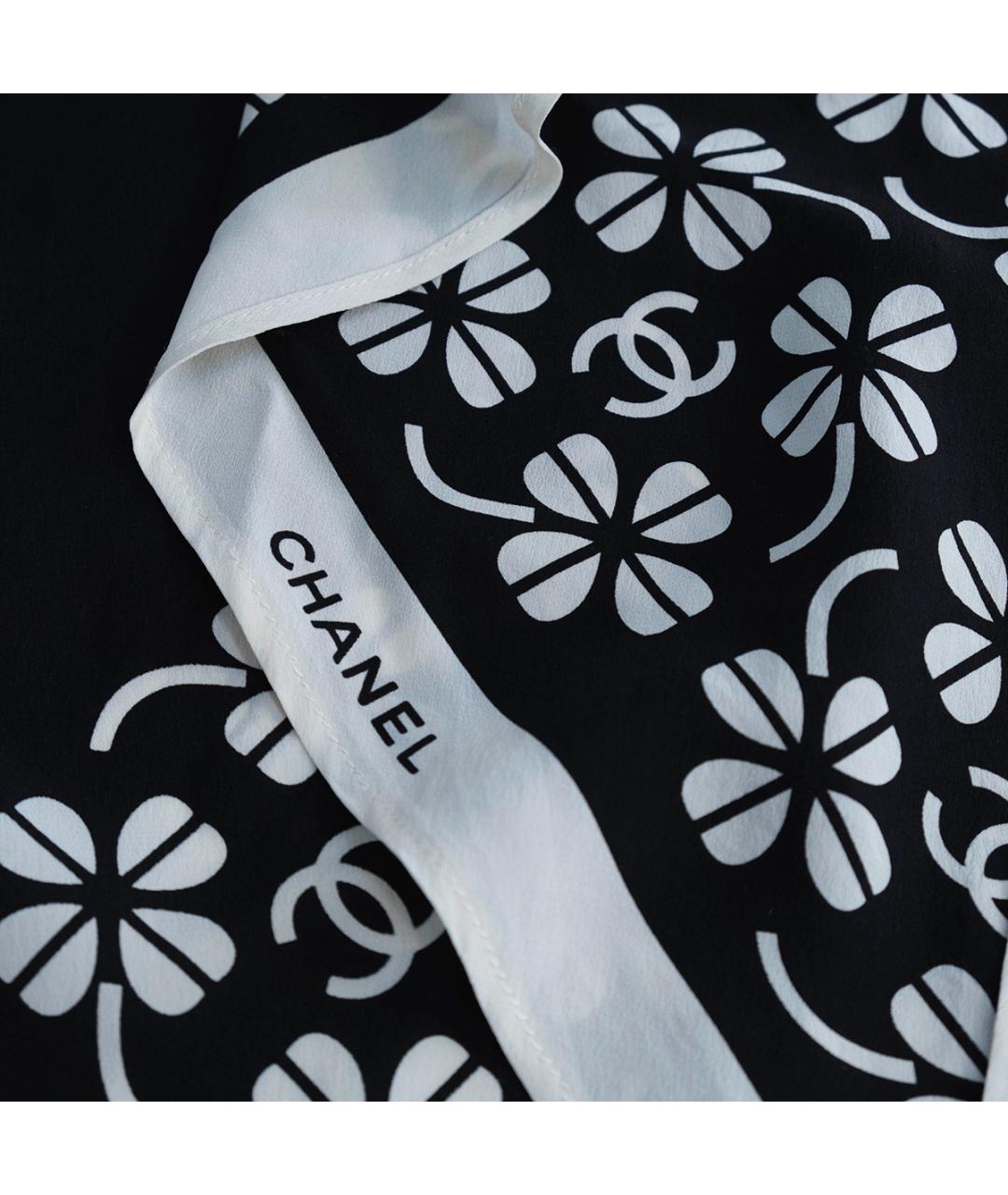 CHANEL Черный шелковый платок, фото 4