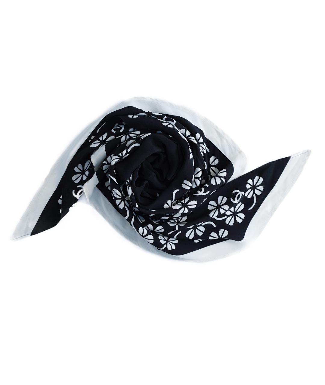 CHANEL Черный шелковый платок, фото 2