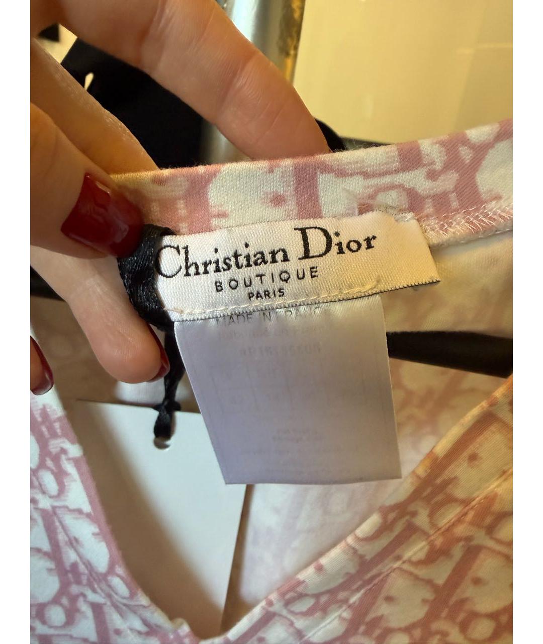 CHRISTIAN DIOR Розовая хлопковая майка, фото 4