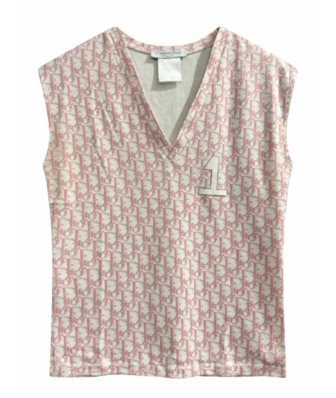 CHRISTIAN DIOR Розовая хлопковая майка, фото 1