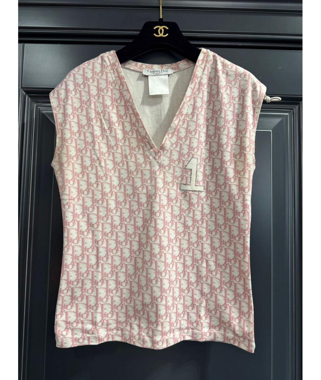 CHRISTIAN DIOR Розовая хлопковая майка, фото 5
