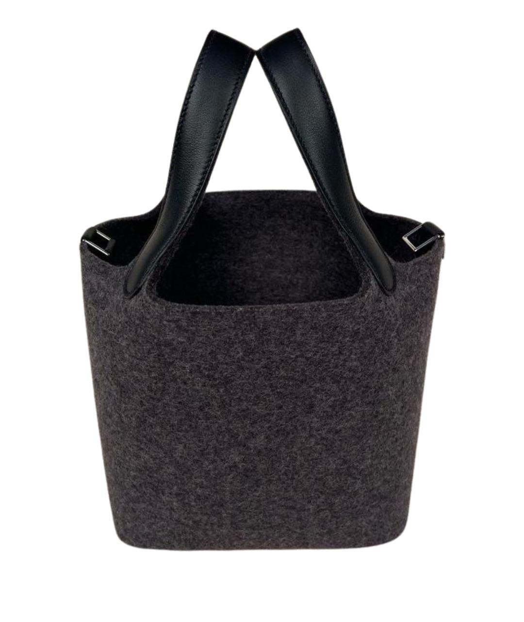 HERMES Антрацитовая сумка с короткими ручками, фото 1