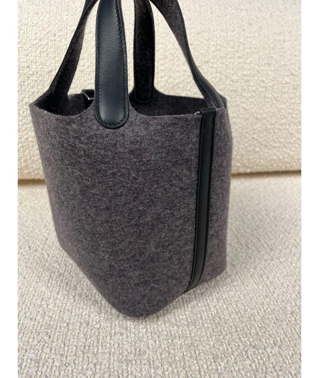 HERMES Антрацитовая сумка с короткими ручками, фото 3