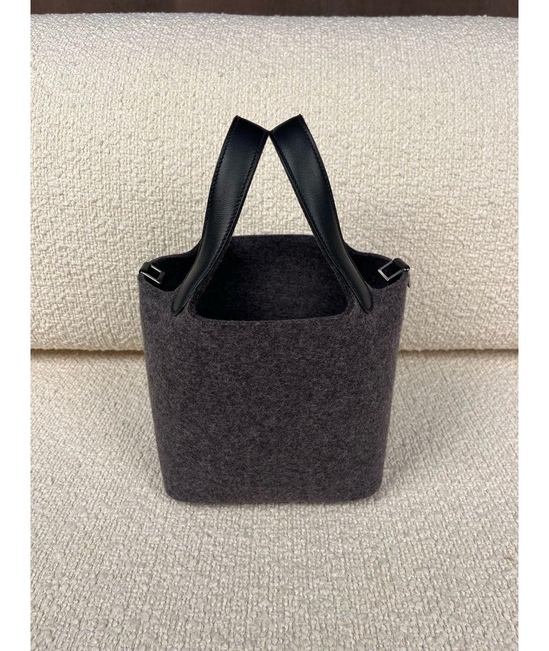 HERMES Антрацитовая сумка с короткими ручками, фото 9