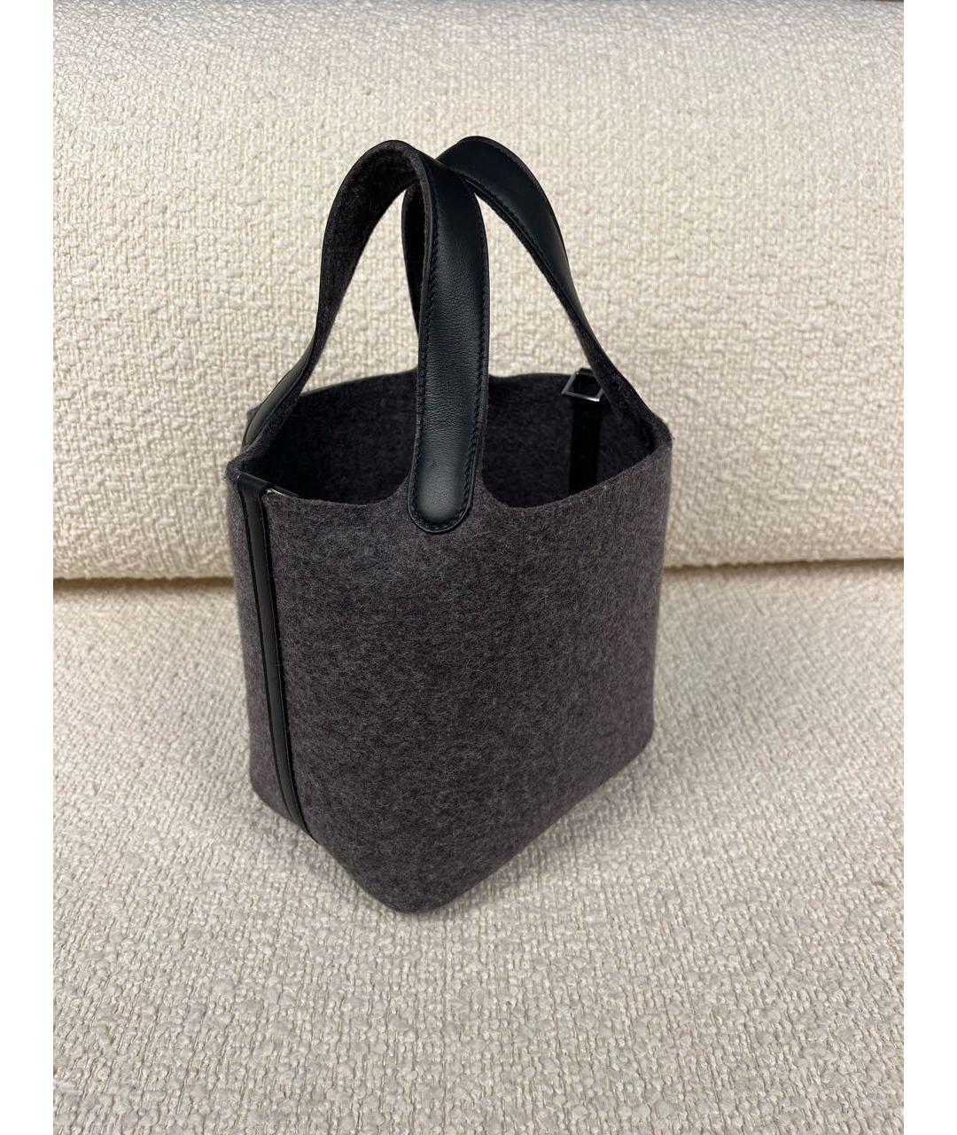 HERMES Антрацитовая сумка с короткими ручками, фото 2