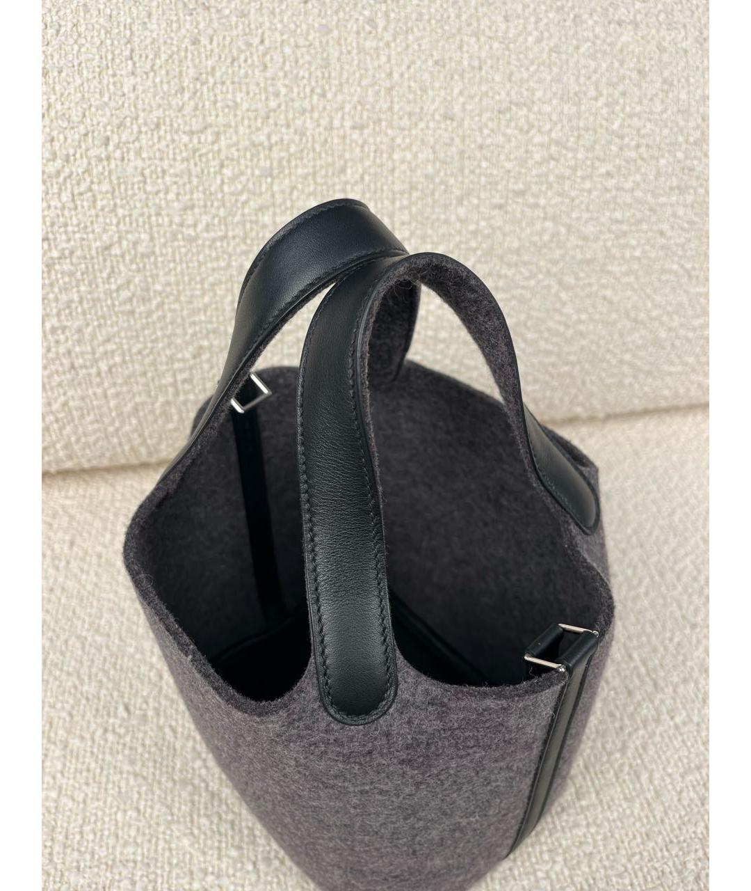 HERMES Антрацитовая сумка с короткими ручками, фото 8