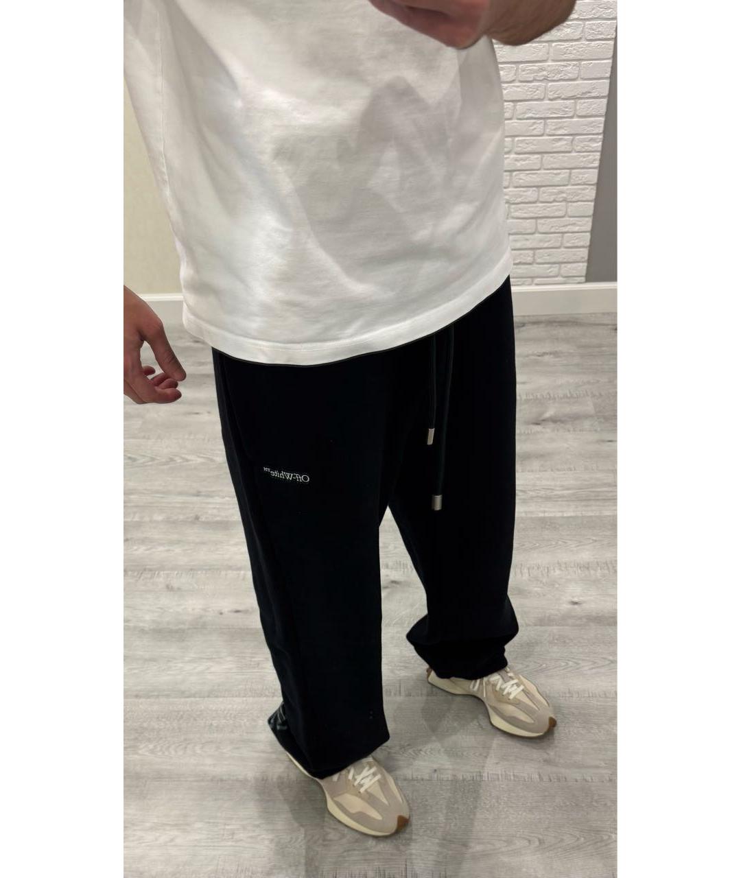 OFF-WHITE Черные хлопковые повседневные брюки, фото 4
