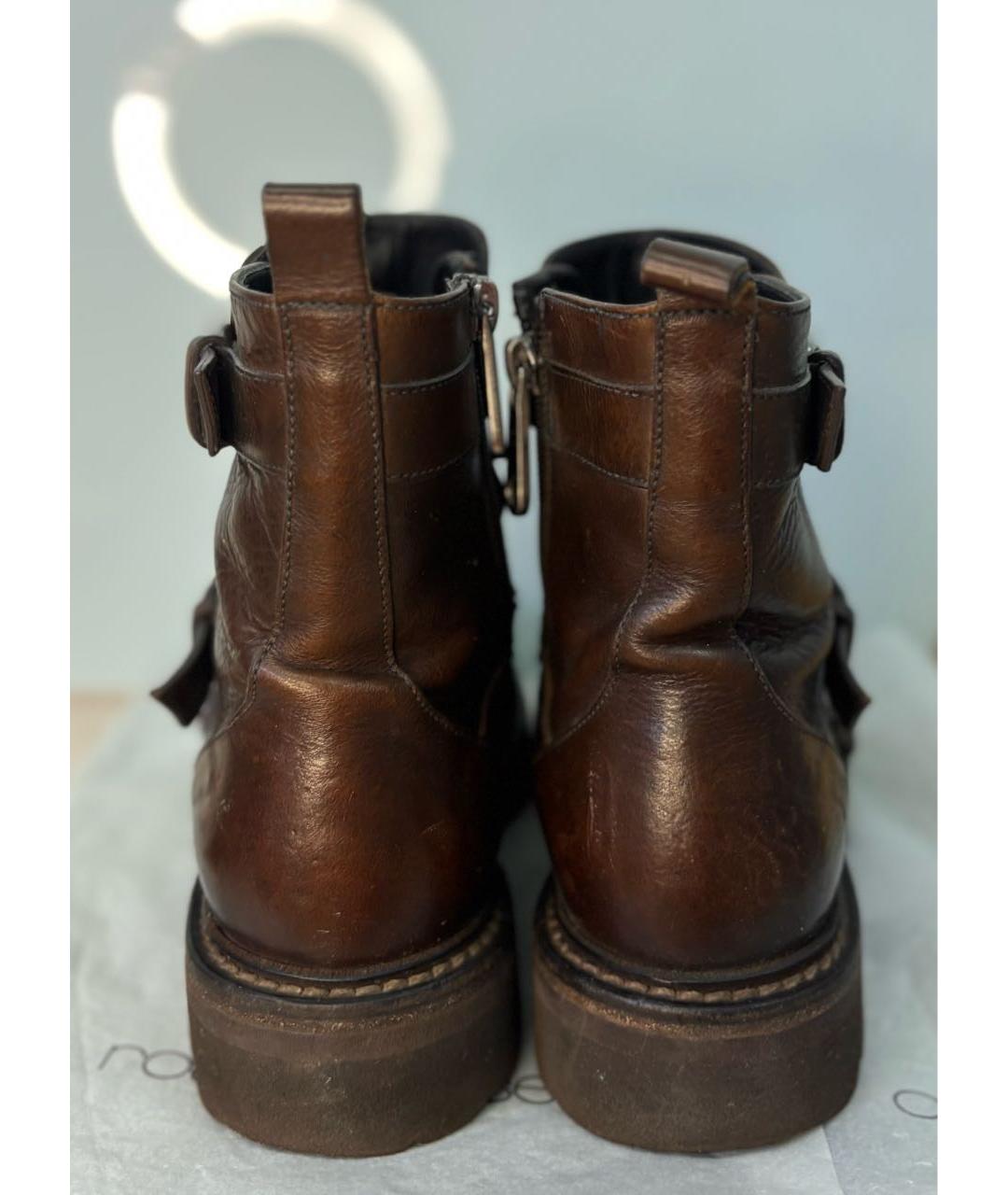 BRUNELLO CUCINELLI Коричневые кожаные ботинки, фото 3