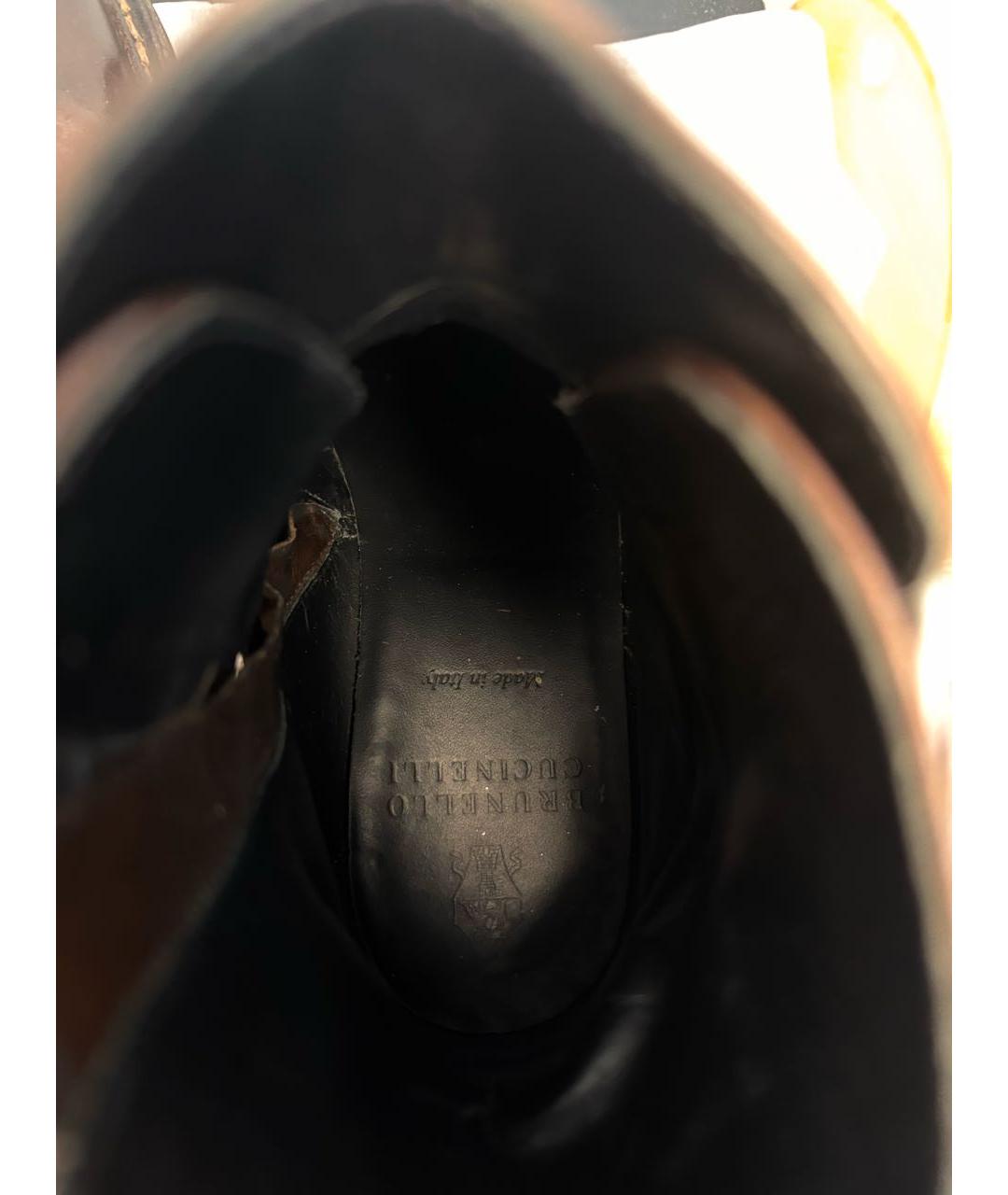 BRUNELLO CUCINELLI Коричневые кожаные ботинки, фото 7