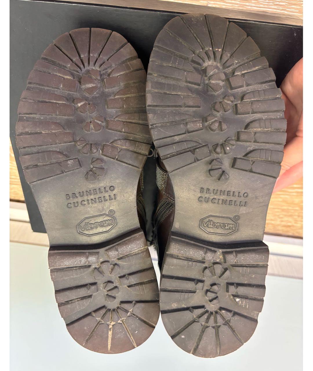 BRUNELLO CUCINELLI Коричневые кожаные ботинки, фото 4