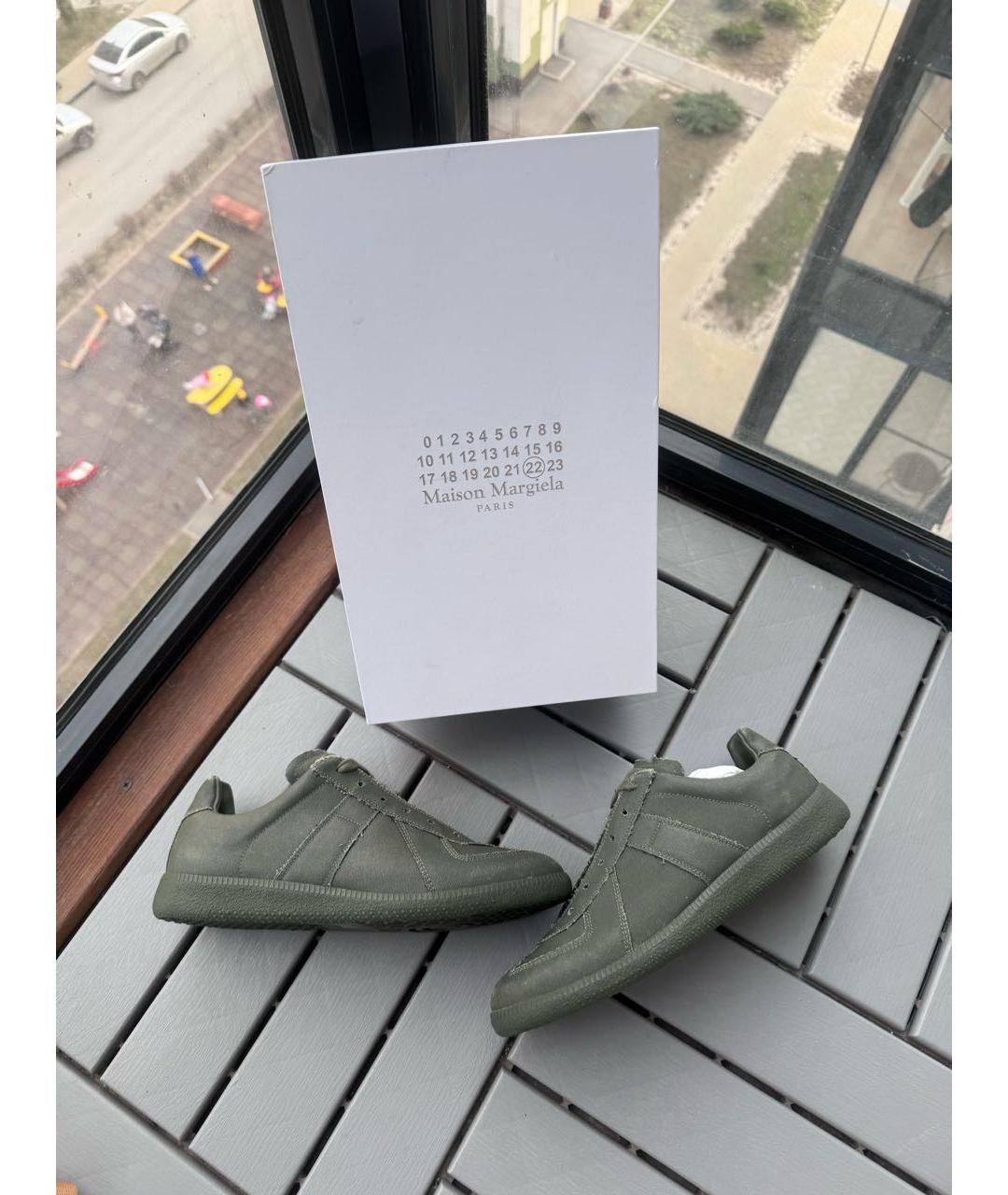 MAISON MARGIELA Хаки неопреновые кеды, фото 5