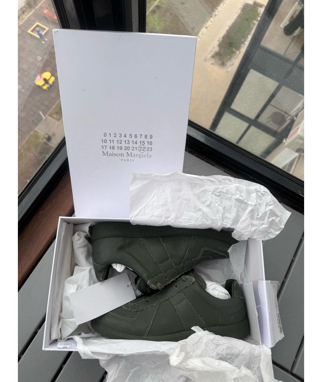 MAISON MARGIELA Хаки неопреновые кеды, фото 6