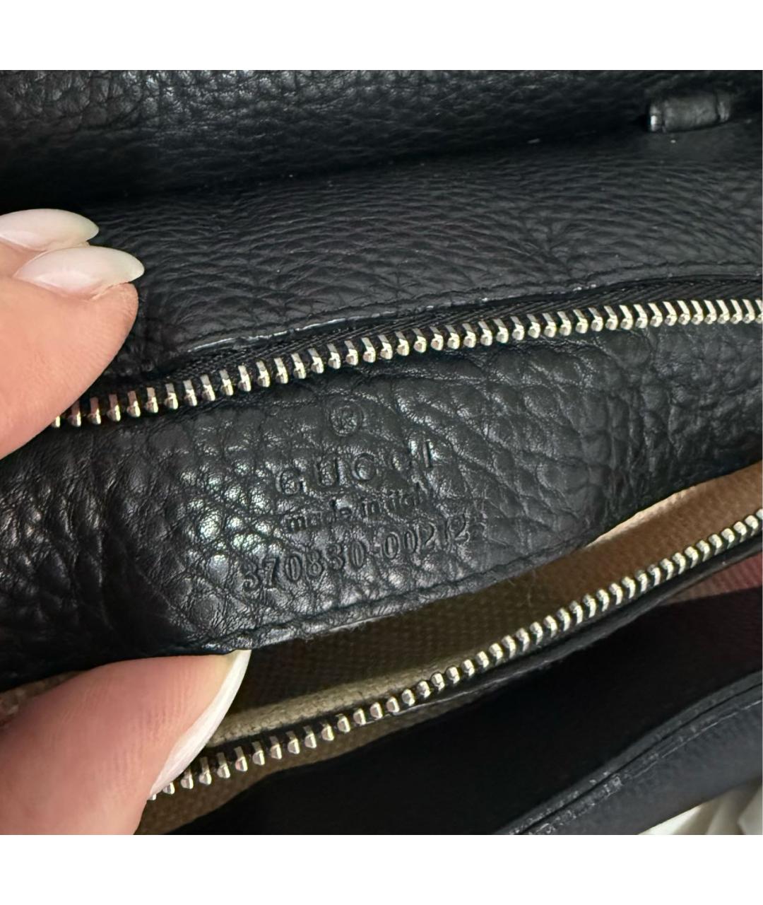 GUCCI Черная кожаная сумка через плечо, фото 6