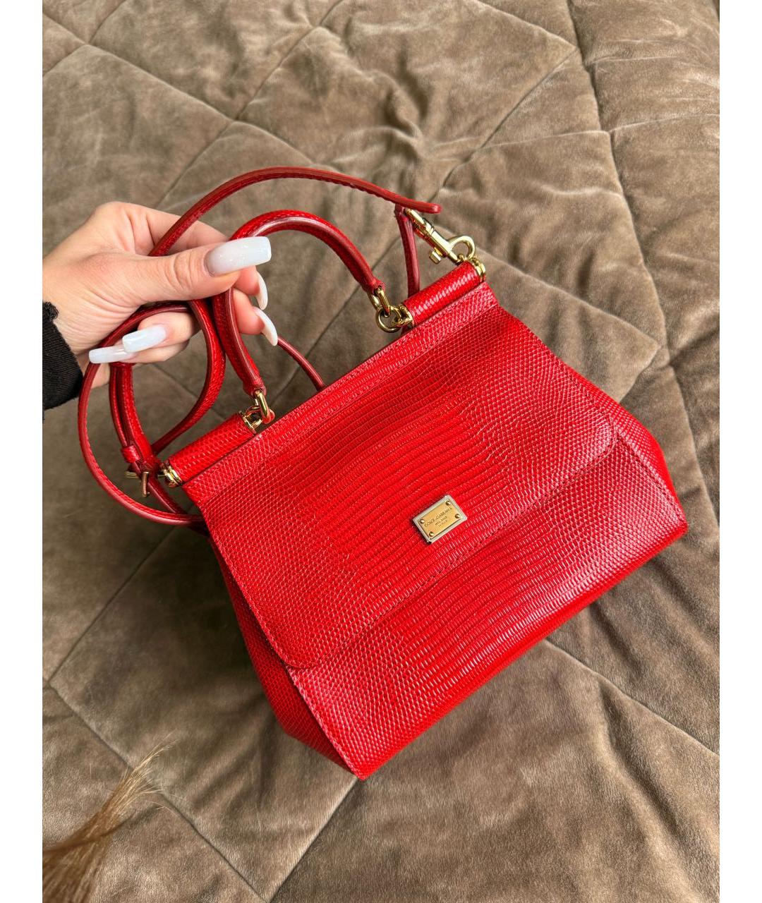 DOLCE&GABBANA Красная кожаная сумка через плечо, фото 7