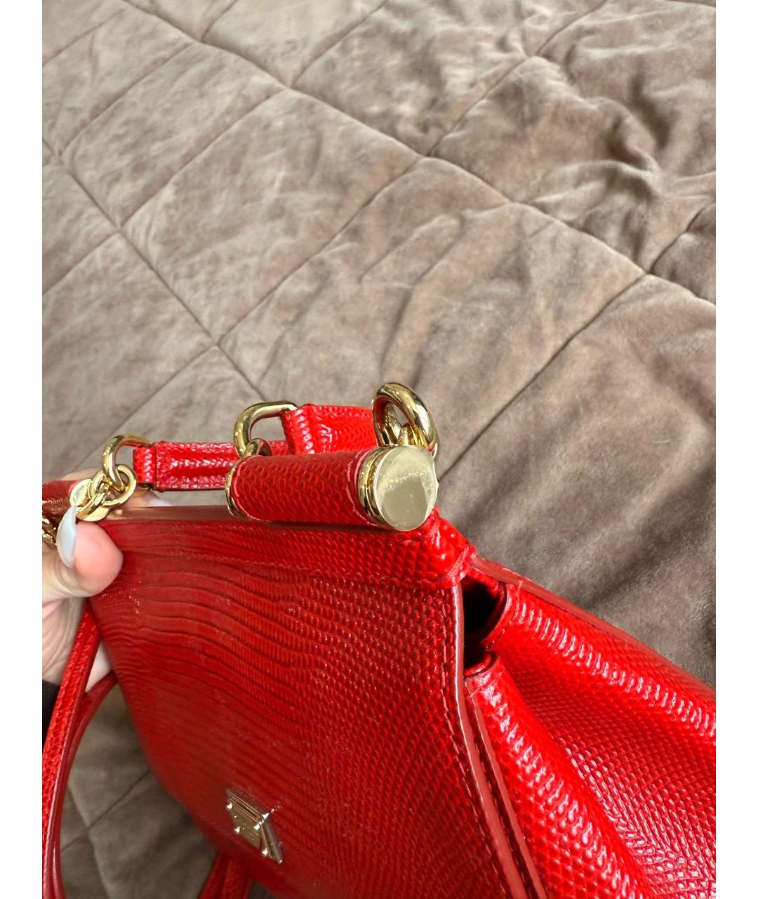 DOLCE&GABBANA Красная кожаная сумка через плечо, фото 6