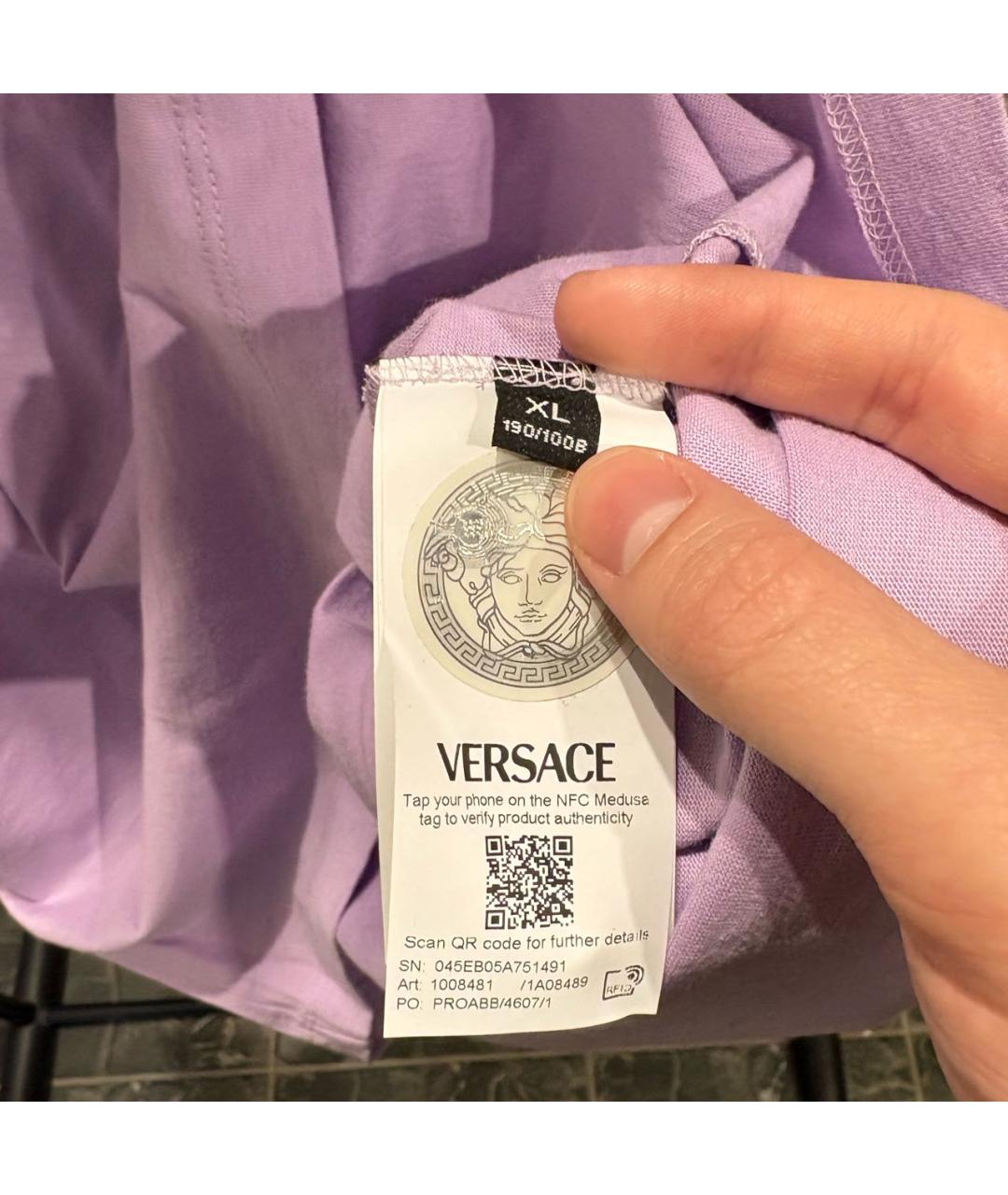 VERSACE Фиолетовая хлопковая футболка, фото 7