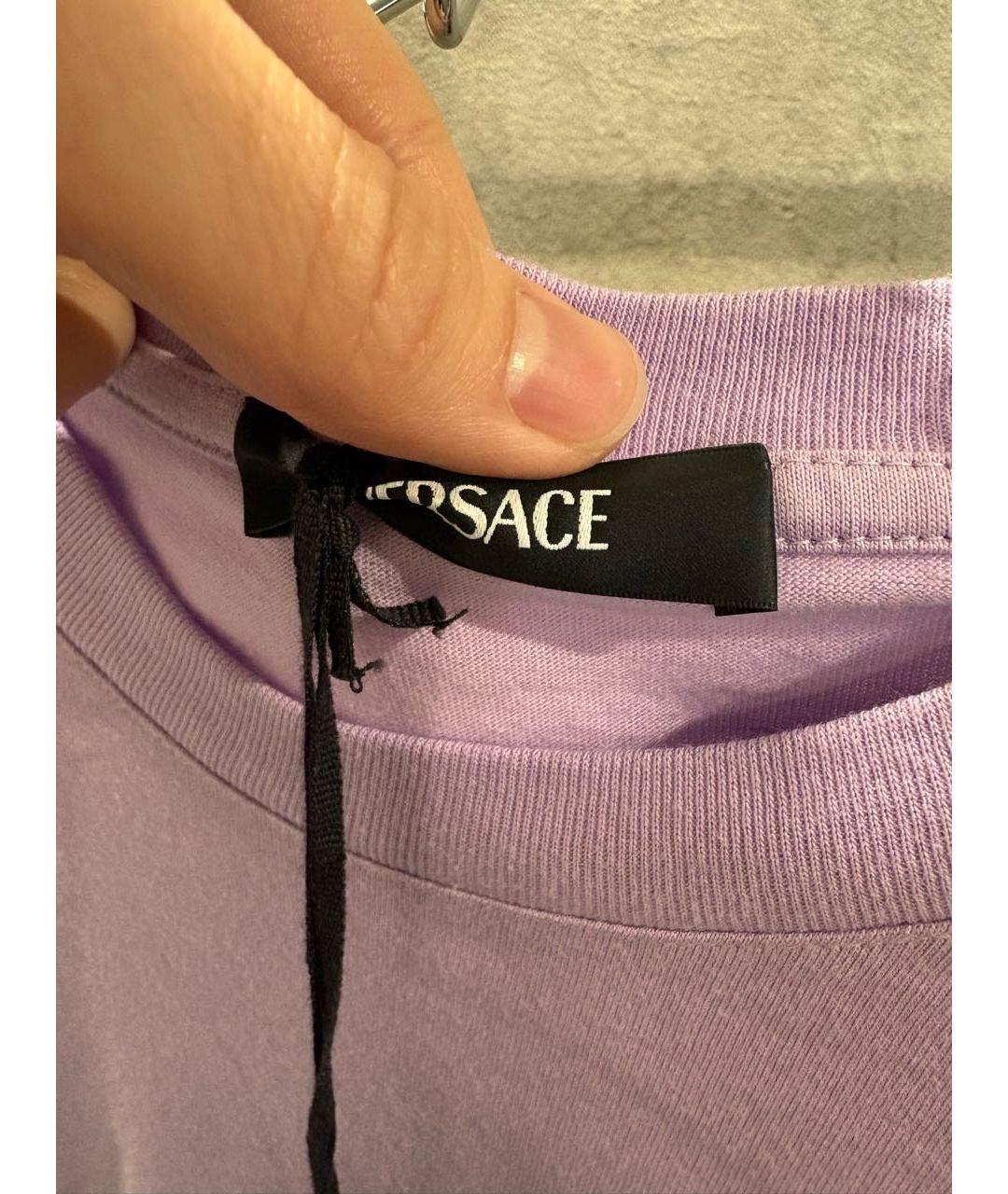 VERSACE Фиолетовая хлопковая футболка, фото 4