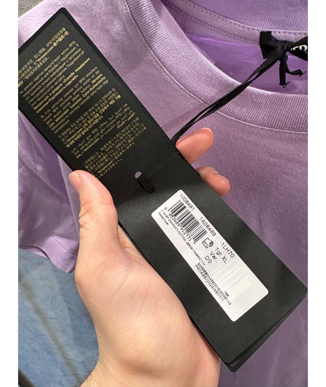 VERSACE Фиолетовая хлопковая футболка, фото 6