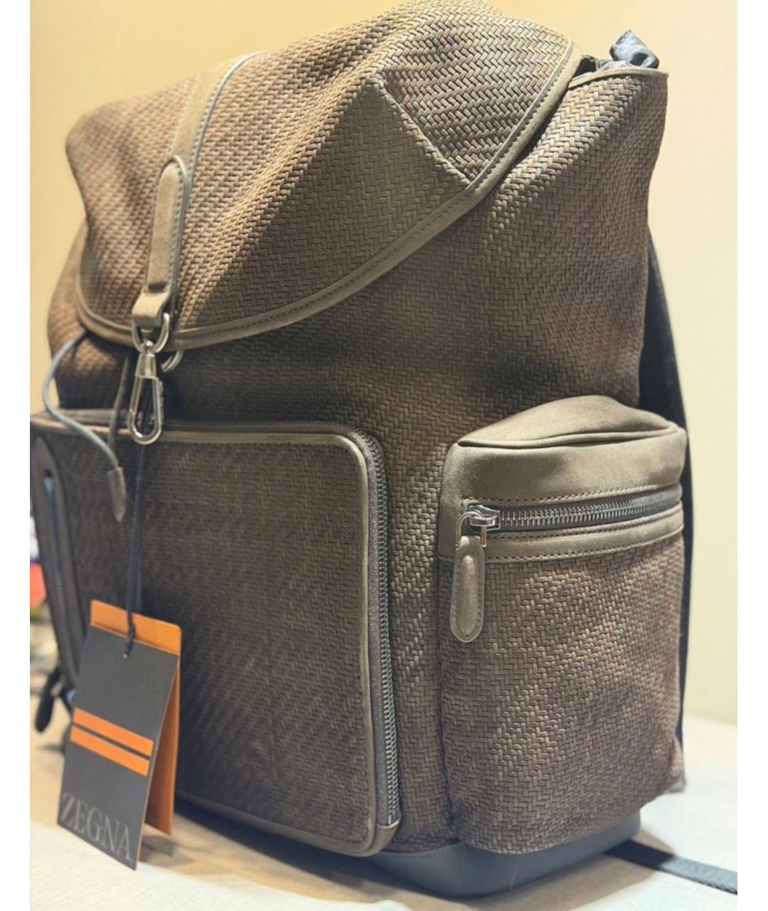 ZEGNA Коричневый кожаный портфель, фото 2