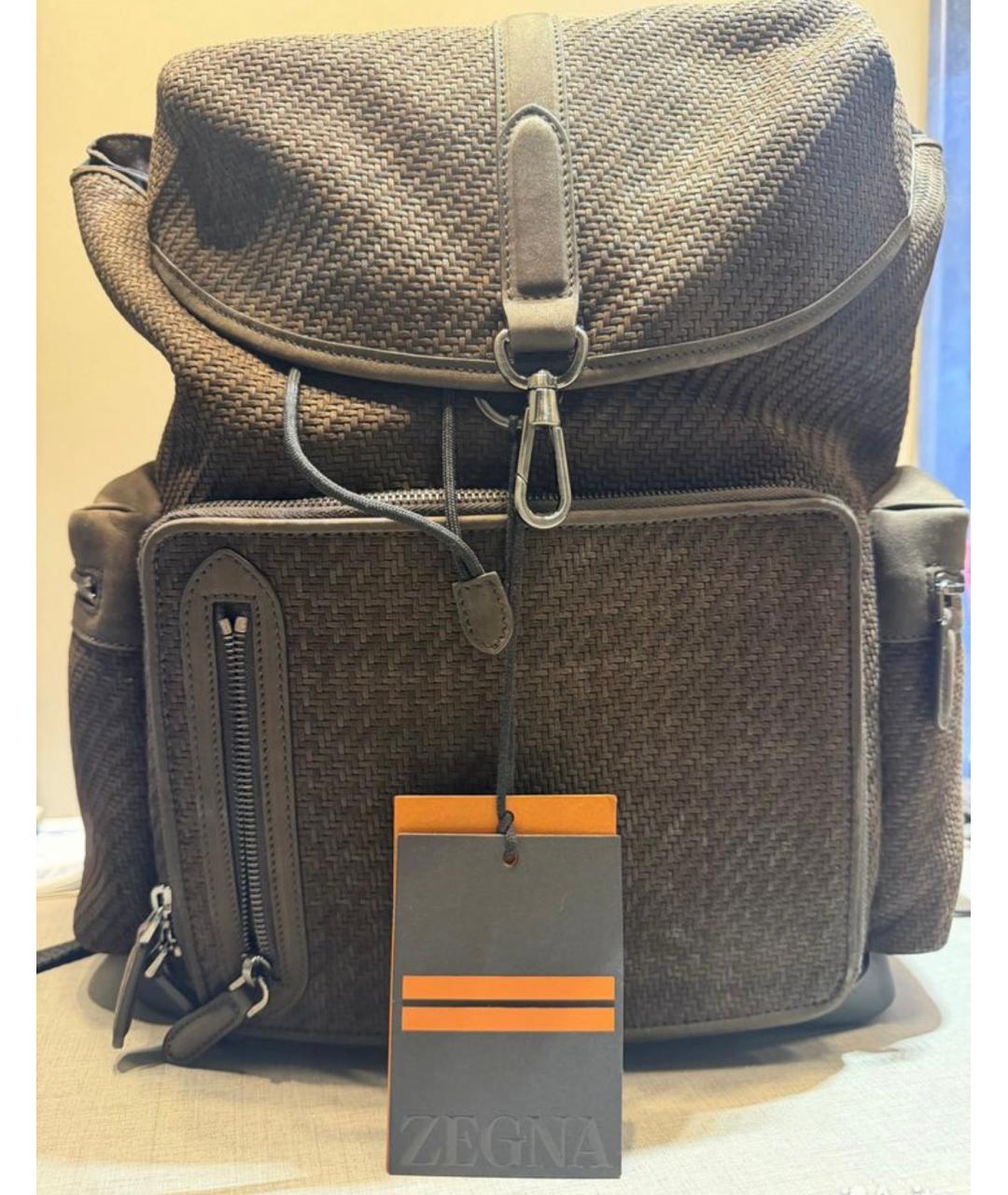 ZEGNA Коричневый кожаный портфель, фото 3