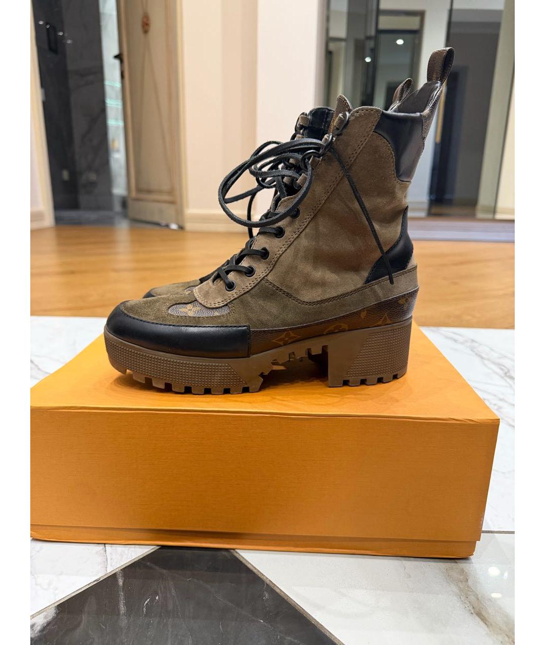 LOUIS VUITTON Коричневые кожаные ботинки, фото 5