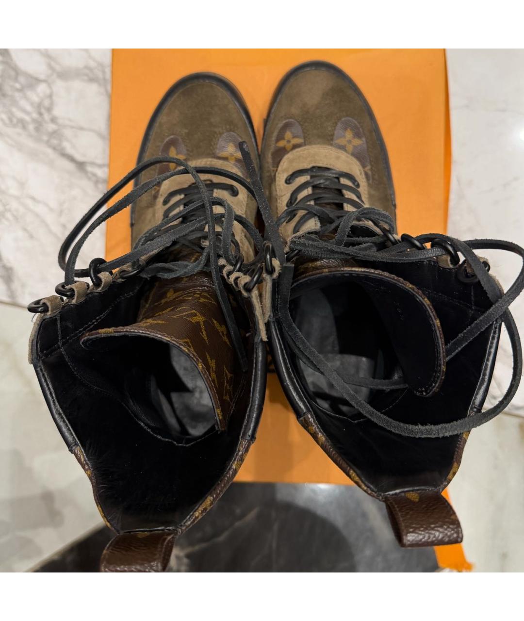 LOUIS VUITTON Коричневые кожаные ботинки, фото 3