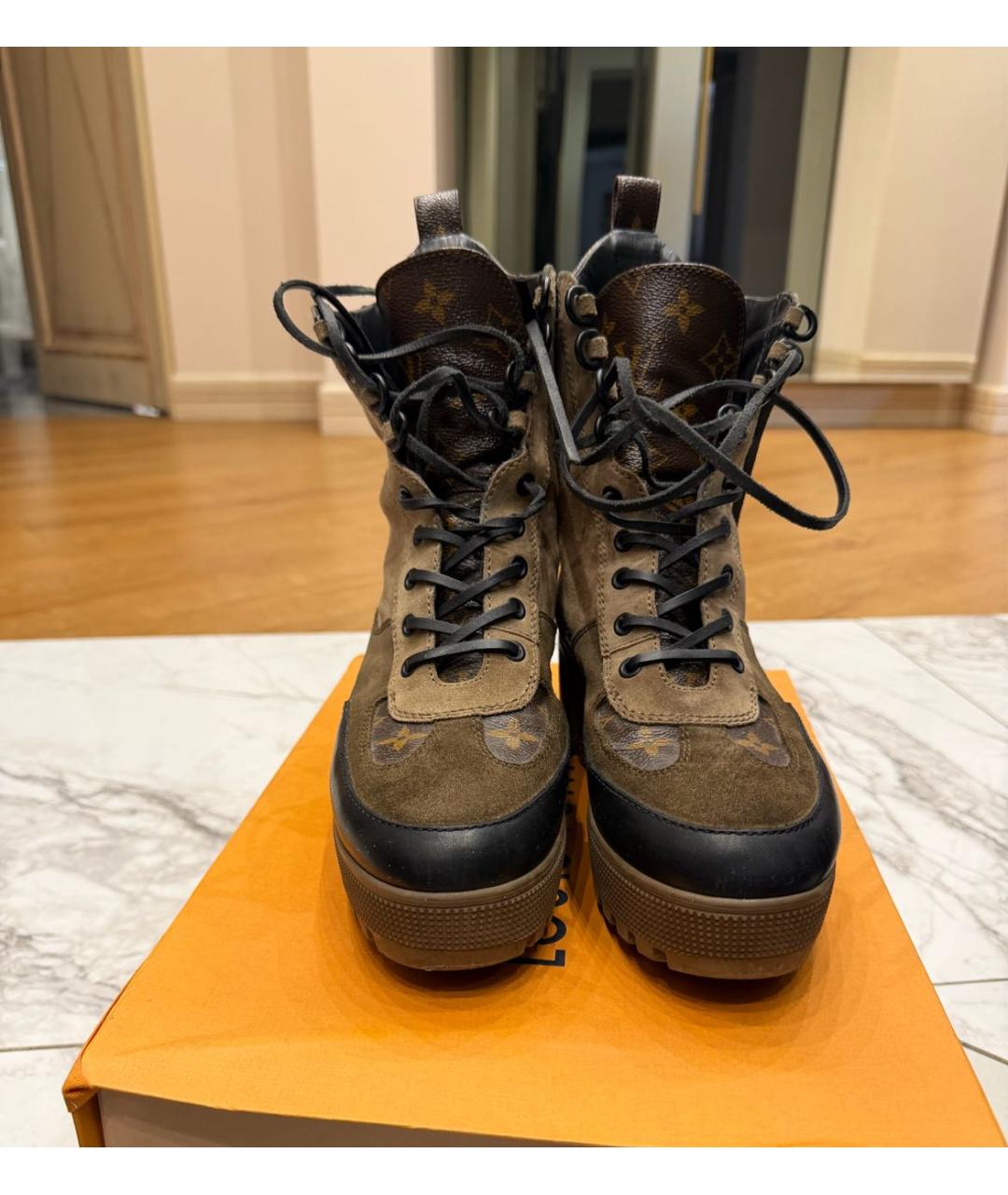 LOUIS VUITTON Коричневые кожаные ботинки, фото 2
