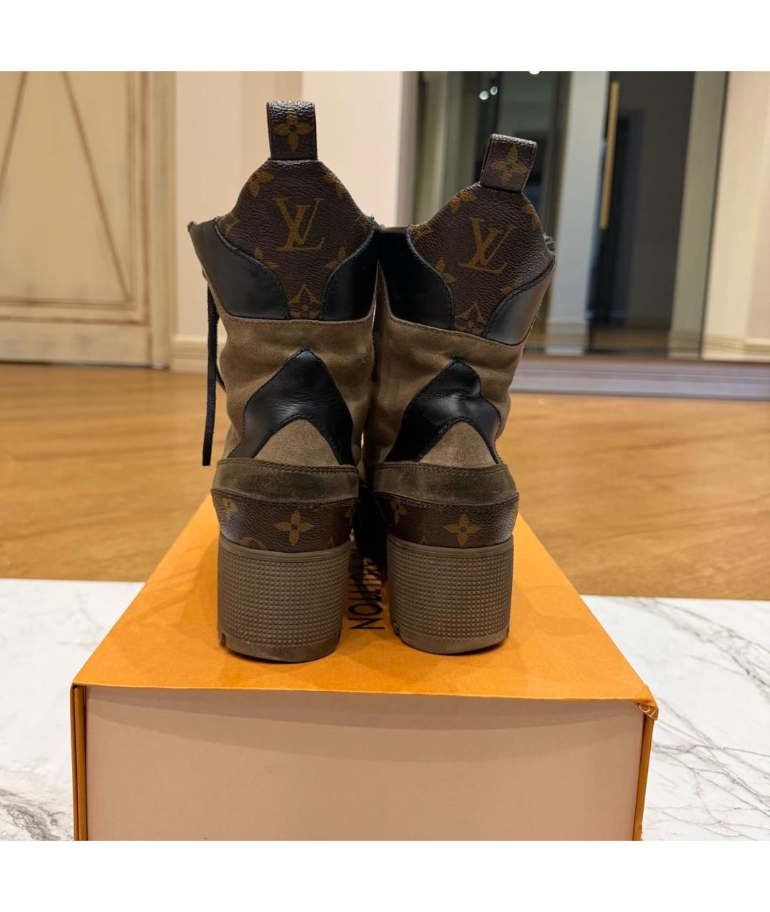 LOUIS VUITTON Коричневые кожаные ботинки, фото 4