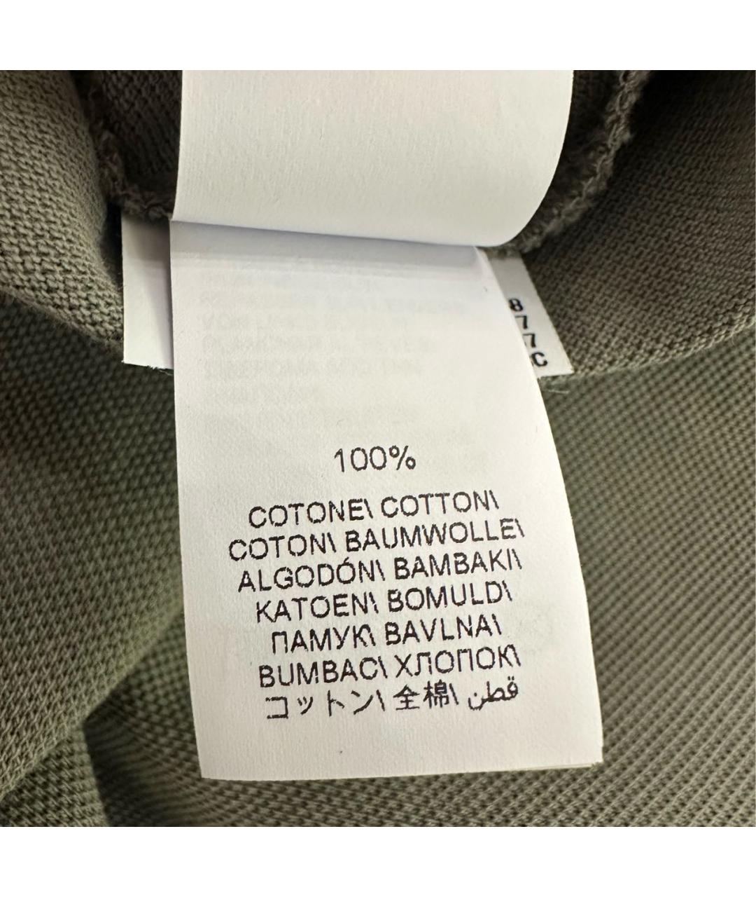 BRUNELLO CUCINELLI Хаки хлопковое поло с коротким рукавом, фото 5