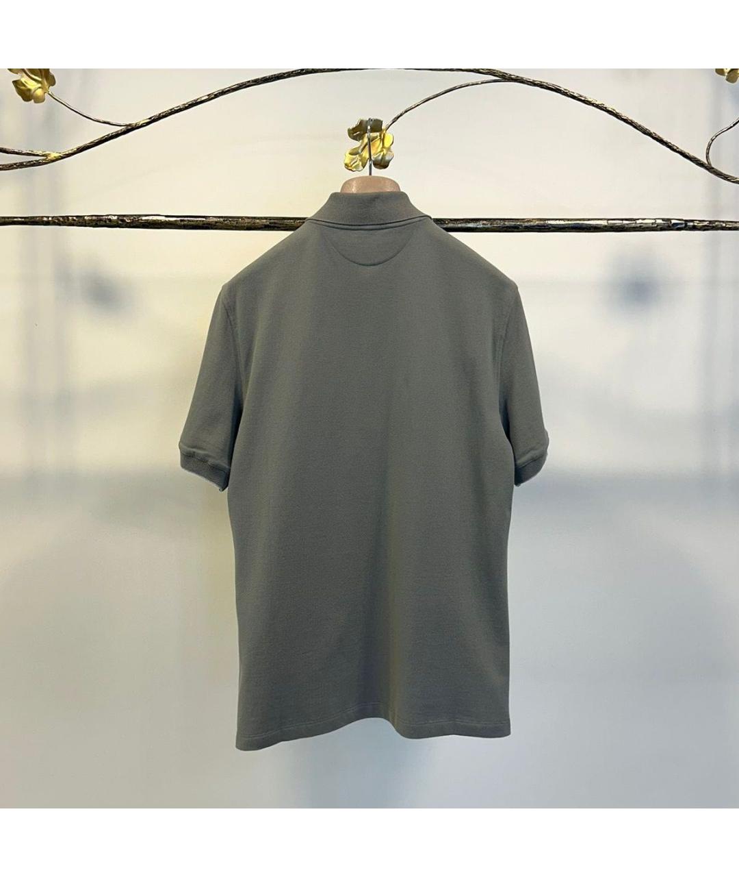 BRUNELLO CUCINELLI Хаки хлопковое поло с коротким рукавом, фото 2