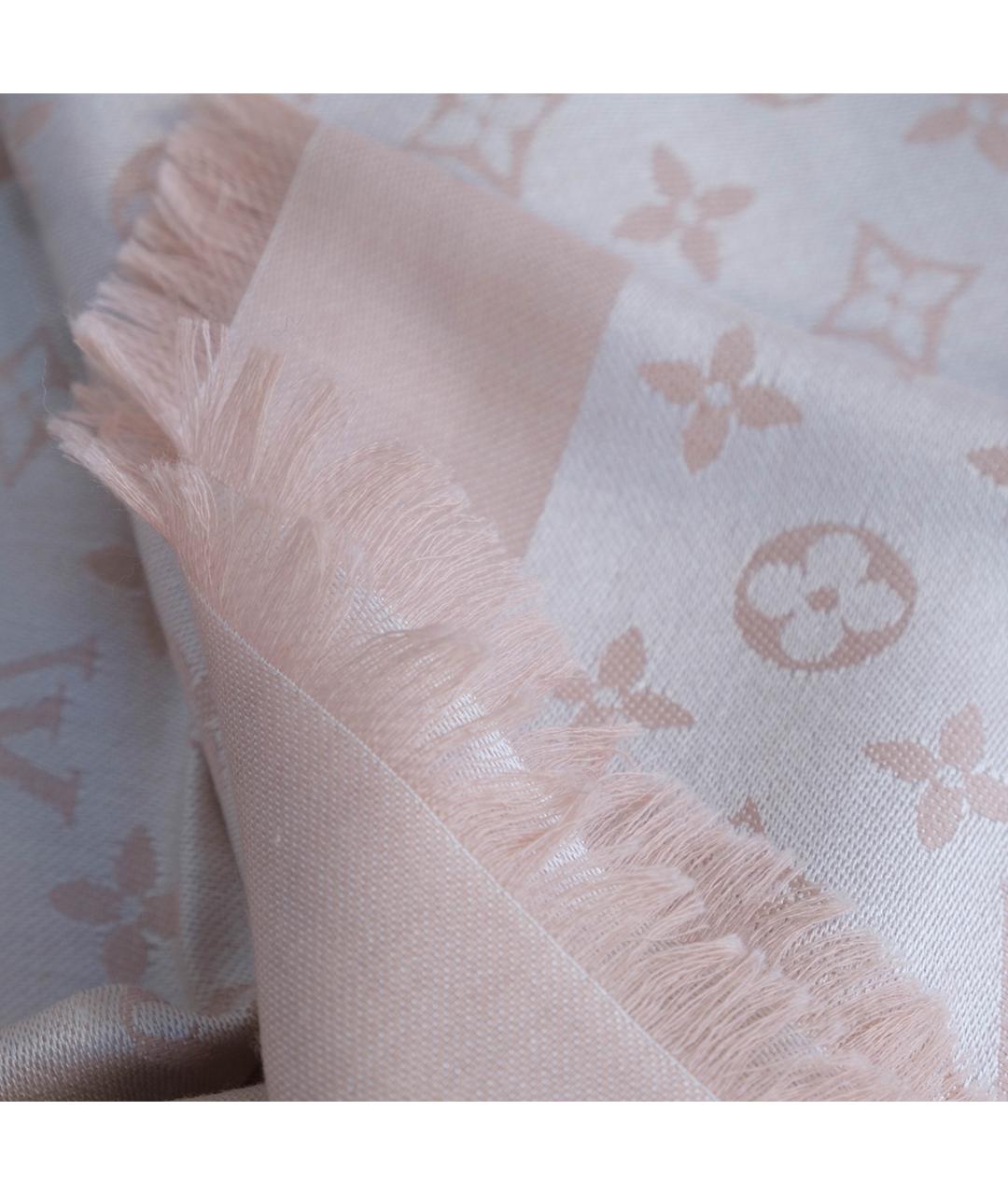 LOUIS VUITTON Розовый шерстяной шарф, фото 5