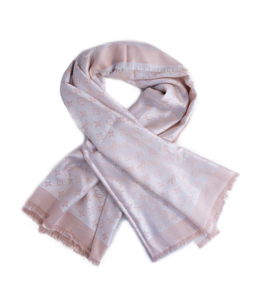 LOUIS VUITTON Розовый шерстяной шарф, фото 2