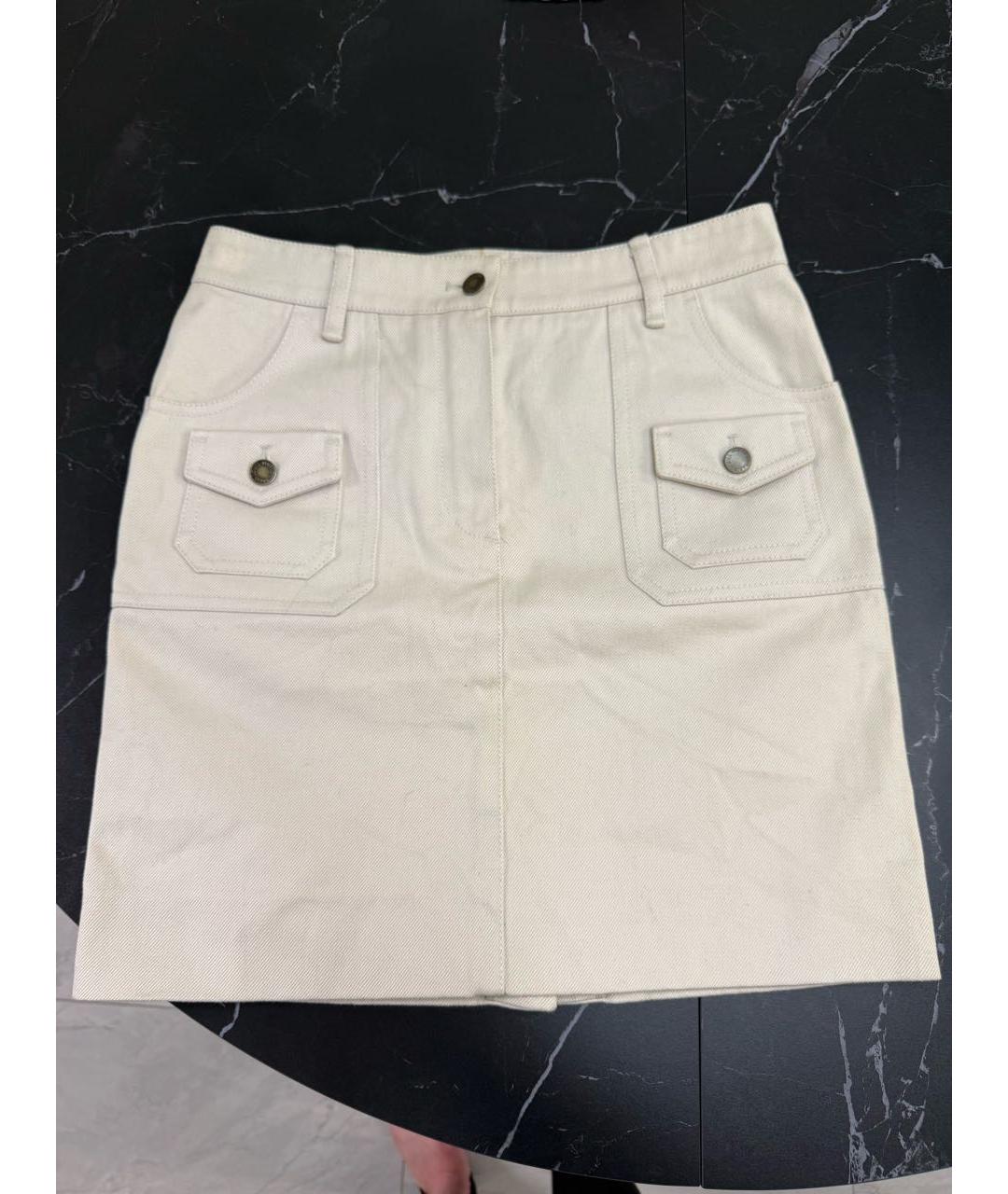LOUIS VUITTON Бежевая хлопковая юбка мини, фото 9