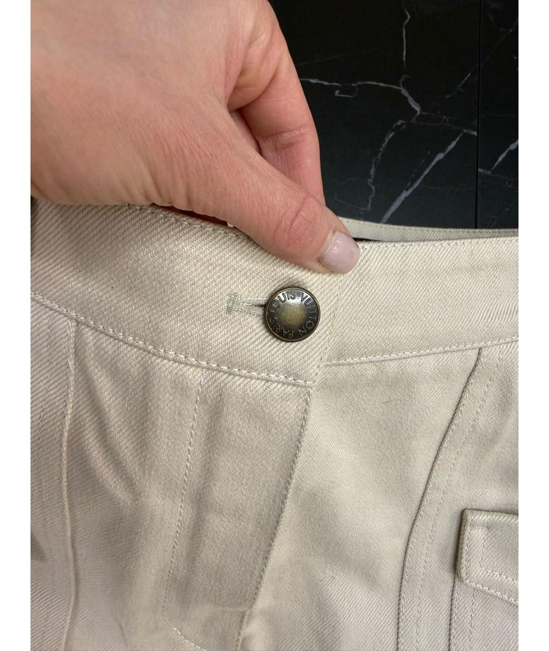 LOUIS VUITTON Бежевая хлопковая юбка мини, фото 8