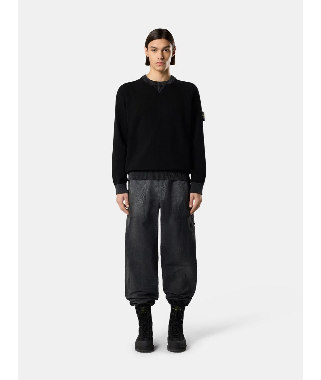 STONE ISLAND Черный хлопковый джемпер / свитер, фото 3